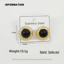Charming round pattern oversized gemstone gold-plated 18K women's earrings, high-quality waterproof earrings, wife's gift