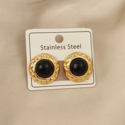 Charming round pattern oversized gemstone gold-plated 18K women's earrings, high-quality waterproof earrings, wife's gift
