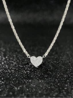 925 Sterling Silver Fashion Full Zircon Love Heart Necklace For Women Engagement Wedding Luxury High Quality Fine Jewelry