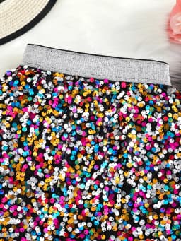 Spring and Autumn New Shiny Sequin A-line High-Waist Skirt for Girls; Single Piece