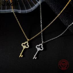 Jkeli S925 Sterling Silver Shiny Zircon Cute Key Pendant Necklace for Women Fashion Simple Daily Wear Choker Jewelry Accessories