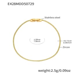 Liora Luxury Stainless Steel Full Multi-Color Zircon Tennis Bracelet For Women Charm Wedding Engagement Thin Chain Wrist Jewelry