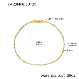 Liora Luxury Stainless Steel Full Multi-Color Zircon Tennis Bracelet For Women Charm Wedding Engagement Thin Chain Wrist Jewelry