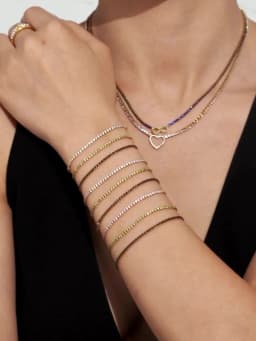 Liora Luxury Stainless Steel Full Multi-Color Zircon Tennis Bracelet For Women Charm Wedding Engagement Thin Chain Wrist Jewelry