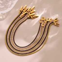 Liora Luxury Stainless Steel Full Multi-Color Zircon Tennis Bracelet For Women Charm Wedding Engagement Thin Chain Wrist Jewelry