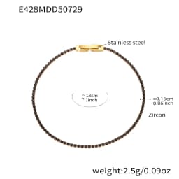 Liora Luxury Stainless Steel Full Multi-Color Zircon Tennis Bracelet For Women Charm Wedding Engagement Thin Chain Wrist Jewelry