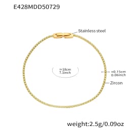 Liora Luxury Stainless Steel Full Multi-Color Zircon Tennis Bracelet For Women Charm Wedding Engagement Thin Chain Wrist Jewelry