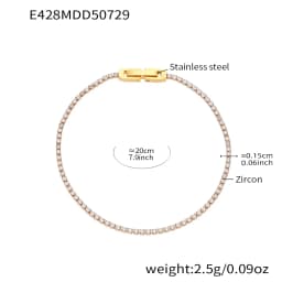 Liora Luxury Stainless Steel Full Multi-Color Zircon Tennis Bracelet For Women Charm Wedding Engagement Thin Chain Wrist Jewelry