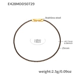 Liora Luxury Stainless Steel Full Multi-Color Zircon Tennis Bracelet For Women Charm Wedding Engagement Thin Chain Wrist Jewelry