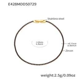 Liora Luxury Stainless Steel Full Multi-Color Zircon Tennis Bracelet For Women Charm Wedding Engagement Thin Chain Wrist Jewelry
