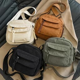 Korean Harajuku Messenger Bags Corduroy Women's Small Shoulder Bag Teenager Girl Crossbody Bag Cute Tote Student Bolsa