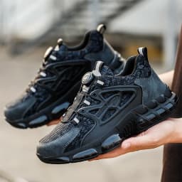 Rotating Button New Safety Shoes Men Anti-smash Anti-puncture Work Shoes Fashion Men Sport Shoes Security Protective Boots