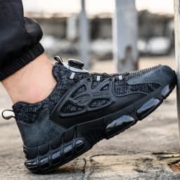 Rotating Button New Safety Shoes Men Anti-smash Anti-puncture Work Shoes Fashion Men Sport Shoes Security Protective Boots