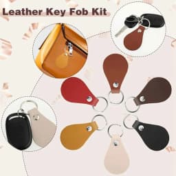 10 PCS Leather Keychain PU Leather Key Fobs With Rivets And Keychain Ring Sublimation Keychain Blanks