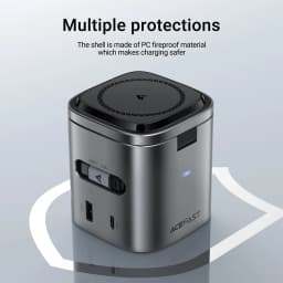 ACEFAST 6 in 1 Multifunction 15W Magnetic Wireless Charging Station For iPhone 16 15 GaN PD65W Charging Cube USB C Fast Charging