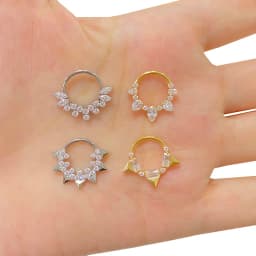ASTM F136 Titanium EAR PIERC Nose Ring Teeth Tip CZ Ring Hoop Nose Rings Hinged Clicker Earring Ring factory Body Piercing