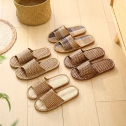 Bamboo & Rattan Summer Slippers for Women/Men - Breathable Couple Sandals, Soft Sole Anti-Slip Indoor Slides for Home/Beach