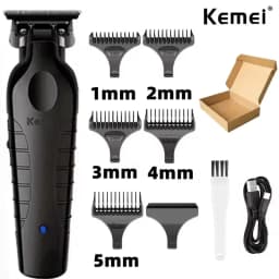 Kemei KM-2299 Barber Cordless Hair Clipper 0mm Zero Gapped Carving Clipper Professional Electric Finish Cutting Machine for Men