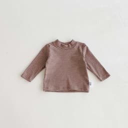 Children's autumn and winter striped semi-high collar long sleeve base shirt, male and female baby autumn and winter striped bas