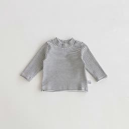 Children's autumn and winter striped semi-high collar long sleeve base shirt, male and female baby autumn and winter striped bas