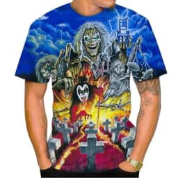 Living Dead Band 3D Print Sport Quick Dry Breathable Men T-shirt Hip Hop Rock Heavy Metal Street Fans Parent-child Short Sleeve