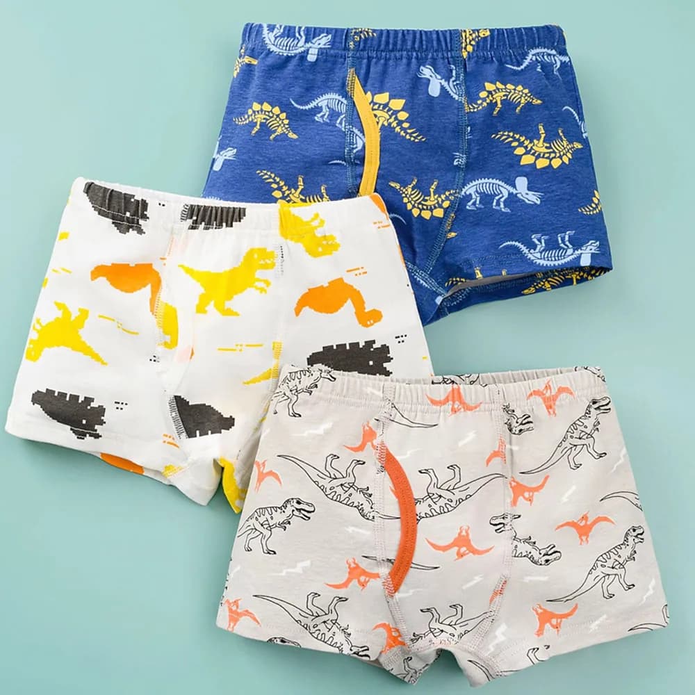 3/6 pcs Boys Boxer Briefs Sets 2026 New Kids Cotton Underwear Boy Underpants Teenager Cartoon Dinosaur Print Children Panties