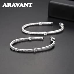 ARAVANT 925 Silver 48mm Zircon Hoop Earrings For Women Girls Fashion Jewelry