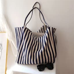 Large Capacity Canvas Bag for Women Fashion Striped Shoulder Bag New Top-handle Bag Travel Bag Shopping Tote Bolsa