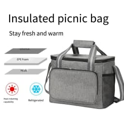 Large Insulated Thermal Bag Black Waterproof Leak-proof Thickened Handheld/Shoulder Carry Outdoor Picnic Lunch Bag