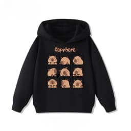 Autumn Winter Cartoon Cute Capybara Print Children's Hooded Hoodies Casual Fashionable Comfortable Boy Girl Sweatshirt Pullover