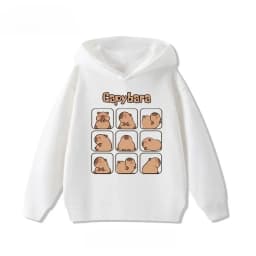 Autumn Winter Cartoon Cute Capybara Print Children's Hooded Hoodies Casual Fashionable Comfortable Boy Girl Sweatshirt Pullover