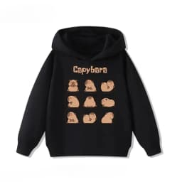 Autumn Winter Cartoon Cute Capybara Print Children's Hooded Hoodies Casual Fashionable Comfortable Boy Girl Sweatshirt Pullover