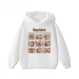 Autumn Winter Cartoon Cute Capybara Print Children's Hooded Hoodies Casual Fashionable Comfortable Boy Girl Sweatshirt Pullover
