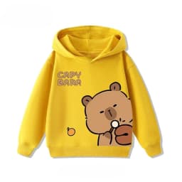 Autumn Winter Cartoon Cute Capybara Print Children's Hooded Hoodies Casual Fashionable Comfortable Boy Girl Sweatshirt Pullover