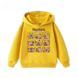 Autumn Winter Cartoon Cute Capybara Print Children's Hooded Hoodies Casual Fashionable Comfortable Boy Girl Sweatshirt Pullover