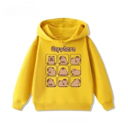 Autumn Winter Cartoon Cute Capybara Print Children's Hooded Hoodies Casual Fashionable Comfortable Boy Girl Sweatshirt Pullover
