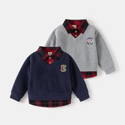 2026 Spring Children Clothes Hoodie Boys Preppy Style Fake Two-Piece Sweatshirt Plaid Collar Long Sleeve Embroidered Boys Top