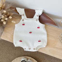 Autumn New Baby Girls Clothing Cherry Embroidered Little Sleeveless Triangle Crawler Romper Bodysuit Cute Clothes