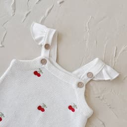 Autumn New Baby Girls Clothing Cherry Embroidered Little Sleeveless Triangle Crawler Romper Bodysuit Cute Clothes