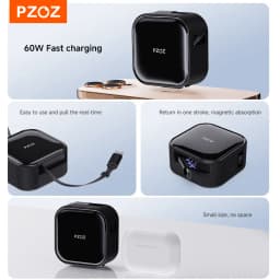 PZOZ For Retractable usb c to type c magsafe charger fast charging cable iphone iPad MacBook laptop magnetic cable management