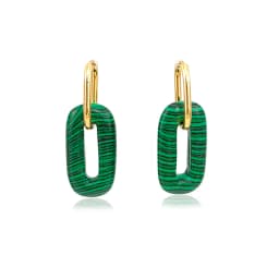 HUIDANG Earrings Trend 2026 Big Hollow Green Stone Square Earrings Woman Autumn Stainless Steel Boucles d'oreilles