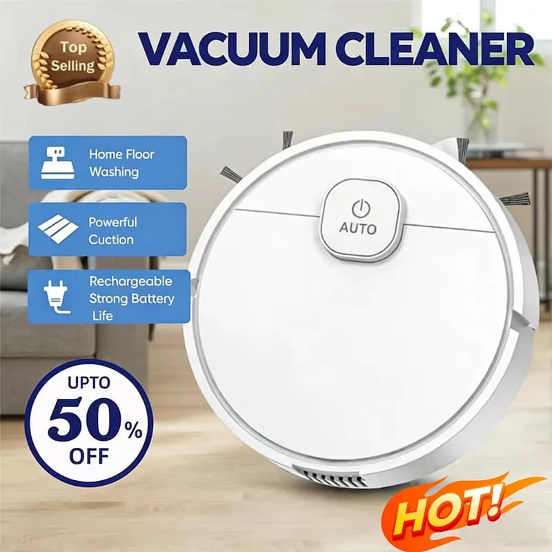 3 In 1 Sweeping and Vacuuming Wireless Vacuum Cleaner Smart Wireless Robot for Home Floor Washing Carpet Pet Hair 2025