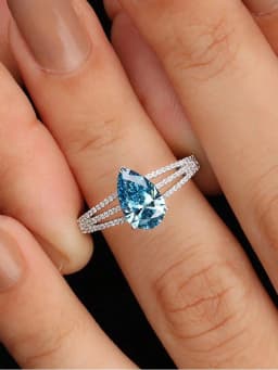 925 Sterling Silver Vintage Fashion Sea Blue Pear Zircon Ring For Women Engagement Wedding Simple High Quality Fine Jewelry