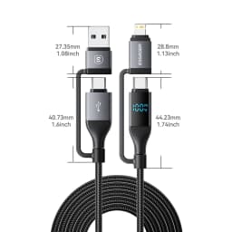 Essager 4 In 1 Digital Display USB Cable Type C 100W PD Fast Charging Wire For iPhone Macbook iPad Xiaomi Type C Lighting Cable