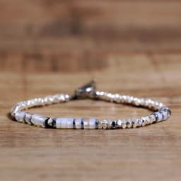 1 Pc Minimalist OT Clasp Stainless Steel Bracelet for Women Natural Stone Handmade Production Picasso Hematite Women Jewelry