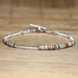 1 Pc Minimalist OT Clasp Stainless Steel Bracelet for Women Natural Stone Handmade Production Picasso Hematite Women Jewelry