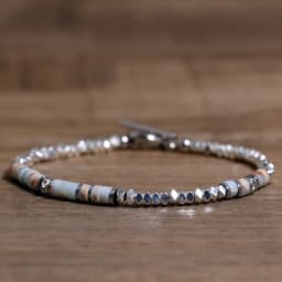 1 Pc Minimalist OT Clasp Stainless Steel Bracelet for Women Natural Stone Handmade Production Picasso Hematite Women Jewelry