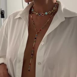 Salircon 2Pcs/set Bohemian Colourful Crystal Chain Necklace for Women Trendy Shiny Rhinestone Clavicle Chain Y2K Jewelry Gifts