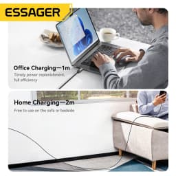 ESSAGER 100W Type C to C Cable With Digital Display PD Fast Charging Cable for MacBook Pro/Air iPhone 16/15/14 iPad USB C Cable