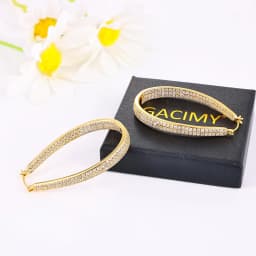 Eavva 14K Real Gold Plated Hoop Earrings For Women Lady Luxury Cubic Zirconia Chunky Earring Popular Jewelry Commemorative Gift